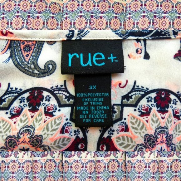 Rue + Boho Elephant Print Chiffon Blouse 3X - Picture 7 of 9